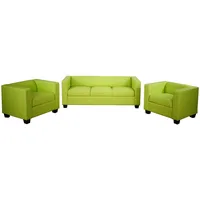 Mendler 3-1-1 Sofagarnitur Couchgarnitur Loungesofa Lille ~ Kunstleder, hellgrün