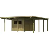 Karibu Doppelcarport Eco mit integriertem Abstellraum 2-Inkl. Abstellraum (204 x 360 cm) (Holzcarport)