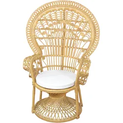 Rattanstuhl, beige (gestell natur), HOFMANN LIVING AND MORE, Stühle, mit Kissenauflage