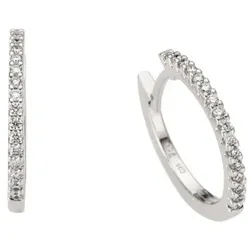 Paar Creolen FIRETTI "Schmuck Geschenk Gold 585, Schmuck Geschenk Gold 585", weiß (weißgoldfarben), Ohrringe, Damen, 0,22 ct P2 = erkennbare Einschlüsse, Weißgold 585-Diamanten, Weißgold 585, Diamanten, mit Brillant - Krappenfassung