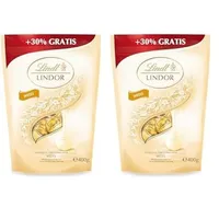 Lindt Schokolade LINDOR Kugeln weiß | 400 g | Ca. 30 Schokoladen Kugeln weiße Schokolade mit zartschmelzender Füllung | Pralinengeschenk | Schokoladengeschenk (Packung mit 2)