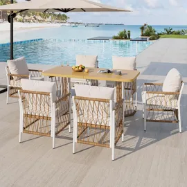 gl store Gartenmöbel-Set 7-tlg. Beige/Naturfarbe