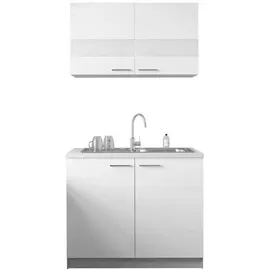 Respekta Merle Miniküche mit Edelstahlspüle links weiß