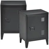 [en.casa] Nachtschrank-Set, Schwarz