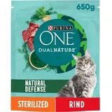 Purina ONE® Katzen-Trockenfutter Dual Nature kastrierte Katze Rind und Spirulina 650,0 g