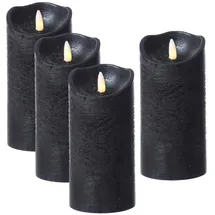 MARELIDA LED Kerzenset Rustik Optik H: 15 cm schwarz 4 St.