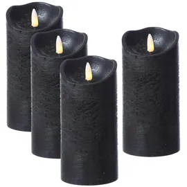MARELIDA LED Kerzenset Rustik Optik H: 15 cm schwarz 4 St.