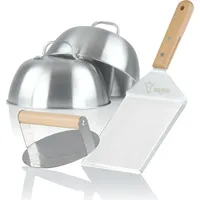 BBQ-Toro Grillbesteck Set 4-teilig Edelstahl braun