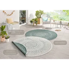 HANSE HOME Porto Wendeteppich", grün, H:5mm ⌀100cm Kunstfaser, Teppiche, Teppich, Wetterfest, Balkon, Garten, Wohnzimmer, Wasserfest