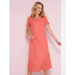A-Linien-Kleid CLASSIC BASICS "Kleid", Damen, Gr. 42, Normalgrößen, orange (koralle), Web, 100% Polyester, unifarben, Rundhals, Kurzarm, Kleider