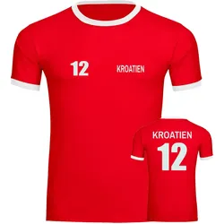 multifanshop Kontrast T-Shirt - Kroatien - Trikot Nummer 12 - Druck weiß - Männer