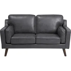 2-Sitzer Sofa Kunstleder grau LOKKA