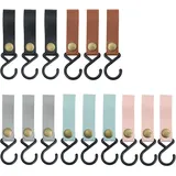 VARKAGE 15 Stück Haken für Kleiderstange, S-förmige Camping Haken 16 x 2 cm, Kunststoff und PU-Leder, Multifunktionshaken für Garderobe, Mantel, Küche, Bad