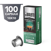 Bialetti Nespresso-kompatible Kapseln, entkoffeinierter Geschmack (Intensität 6), 100 Aluminiumkapseln (10 Packungen mit 10 Kapseln), 900 g