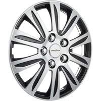 Goodyear Radkappen Laredo, 14 Zoll, aus Spezial-ABS-Qualitätskunststoff, schlagfest, zweischichtige Metallic-Lackierung, überlackierbar, schwarz-silber, 4 Stück