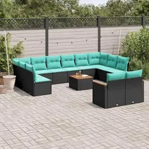 vidaXL Gartensofa-Set 13-tlg. schwarz