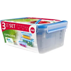 Emsa Clip & Close rechteckig blau 1,0 l / 2,3 l / 3,7 l 3-teilig