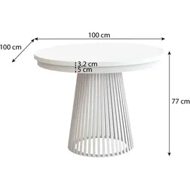 beautysofa Runder Tisch LUMI Ø 100–180 cm ausziehbar, Metallbeine, Loft-Stil, Farbe: Schwarz/Schwarz - Schwarz