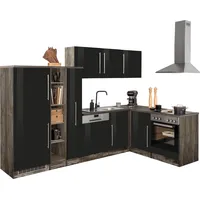 kochstation Winkelküche L-Form KS-Samos 290 cm schwarz