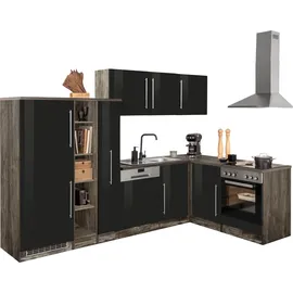 kochstation Winkelküche L-Form KS-Samos 290 cm schwarz