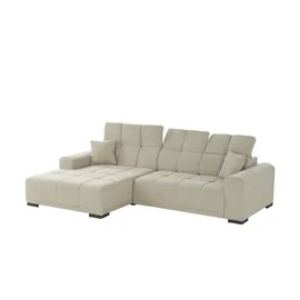 Möbel Kraft Eckcouch Flachgewebe 3-Sitzer Beige