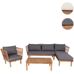Garten-Garnitur HWC-L29, Garnitur Sitzgruppe Lounge-Set Sofa, Akazie Holz MVG-zertifiziert ~ dunkelg