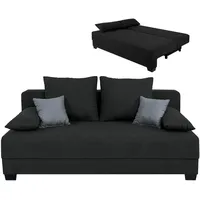 Boxspringsofa - schwarz-grau - Dauerschläfer mit Staukasten