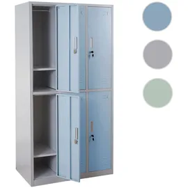 Mendler Schließfach Boston T829, Schließfachschrank Wertfachschrank Spind, Metall 6 Fächer ~ blau