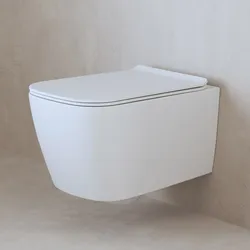 ALLUVION Mars Wand-WC Tiefspüler ohne Spülrand inkl. WC-Sitz, Badkeramik, bianco matt
