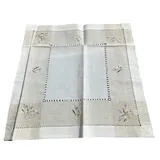 Tischläufer Tischdecke Mitteldecke Tischband gestickt Lavendel Weiss Beige (60 x 60 cm)