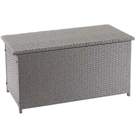 Mendler Poly-Rattan Kissenbox HWC-D88, Gartentruhe Auflagenbox Truhe ~ Basic grau, 51x100x50cm 170l