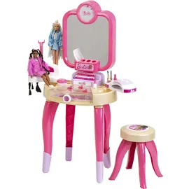 Theo Klein Barbie - Schönheitsstudio Happy Vibes | Beautystudio mit drehbarem Spiegel und Licht | Schminktisch mit Zubehör | Spielzeug für Kinder ab 3 Jahren