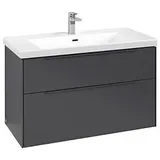 Villeroy & Boch Subway 3.0 Waschtisch-Unterschrank C570L2VR 97,3x57,6x47,8cm, mit LED/Griff monochrom, graphite