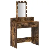 vidaXL Schminktisch mit LED-Lichtern in Rauch-Eiche 79x41x140 cm