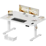 JUMMICO Höhenverstellbarer Schreibtisch 140 x 70 cm mit Kabelwanne, Höhenverstellbar Elektrisch Stehpult mit USB-Buchse, Computertisch, Ergonomischer Steh-Sitz Tisch, Bürotisch, Weiß