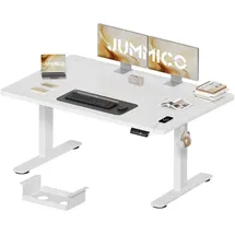 JUMMICO Höhenverstellbarer Schreibtisch 140 x 70 cm mit Kabelwanne, Höhenverstellbar Elektrisch Stehpult mit USB-Buchse, Computertisch, Ergonomischer Steh-Sitz Tisch, Bürotisch, Weiß
