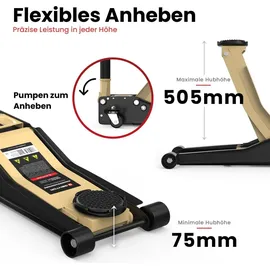 GENTOR Wagenheber Stahl 75–505 mm beige