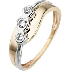 Goldring JOBO Gr. 58, gold (gelbgold 333), Fingerringe, Damen, 58, Gelbgold 333-Weißgold 333, Gelbgold 333, Weißgold 333, 333 Gold bicolor mit Zirkonia
