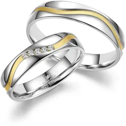 Verlobungsring MARRYA "Silber Ringe Trauringe Eheringe Partnerringe" Gr. 50, gold (herren ring, silber, gold), Fingerringe, Damen, 50, Silber 925 (Sterlingsilber)