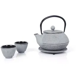 Echtwerk Teeservice aus Gusseisen, Grau