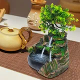 Lilyeriy Zimmerbrunnen Tischbrunnen Pflanzen Polyresin Wasserbrunnen Dekoration Zen Meditation Wasserfall für Zuhause Büro