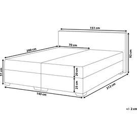 Beliani Boxspringbett Weiß 140 x 200 cm