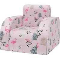 AIYAPLAY Kindersessel 2 in 1 Klappbar Kindersofa mit Liegefunktion Flamingo-Muster gepolsterter Kinderstuhl für 1,5-3 Jahre   Aosom.de