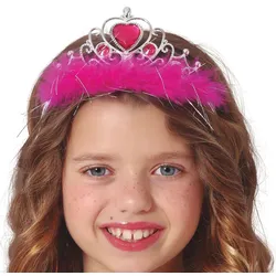 Prinzessin Tiara mit Federn silber-pink - OS