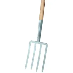 Spatengabel silber 4 Zinken, T-Stiel Import - silber