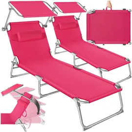 Tectake tectake® Gartenliege, klappbar, 4-fach verstellbare Rückenlehne mit Kopfpolster, 190 x 68 x 65 cm
