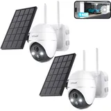 Reolink Überwachungskamera Aussen Akku Argus 3 Pro(Schwarz) mit Solarpanel, 5MP Farbnachtsicht, Solar WLAN Kamera Outdoor mit 2,4/5GHz WiFi, KI-Erkennung, Alarm-Filter, Spotlights, 2-Wege-Audio