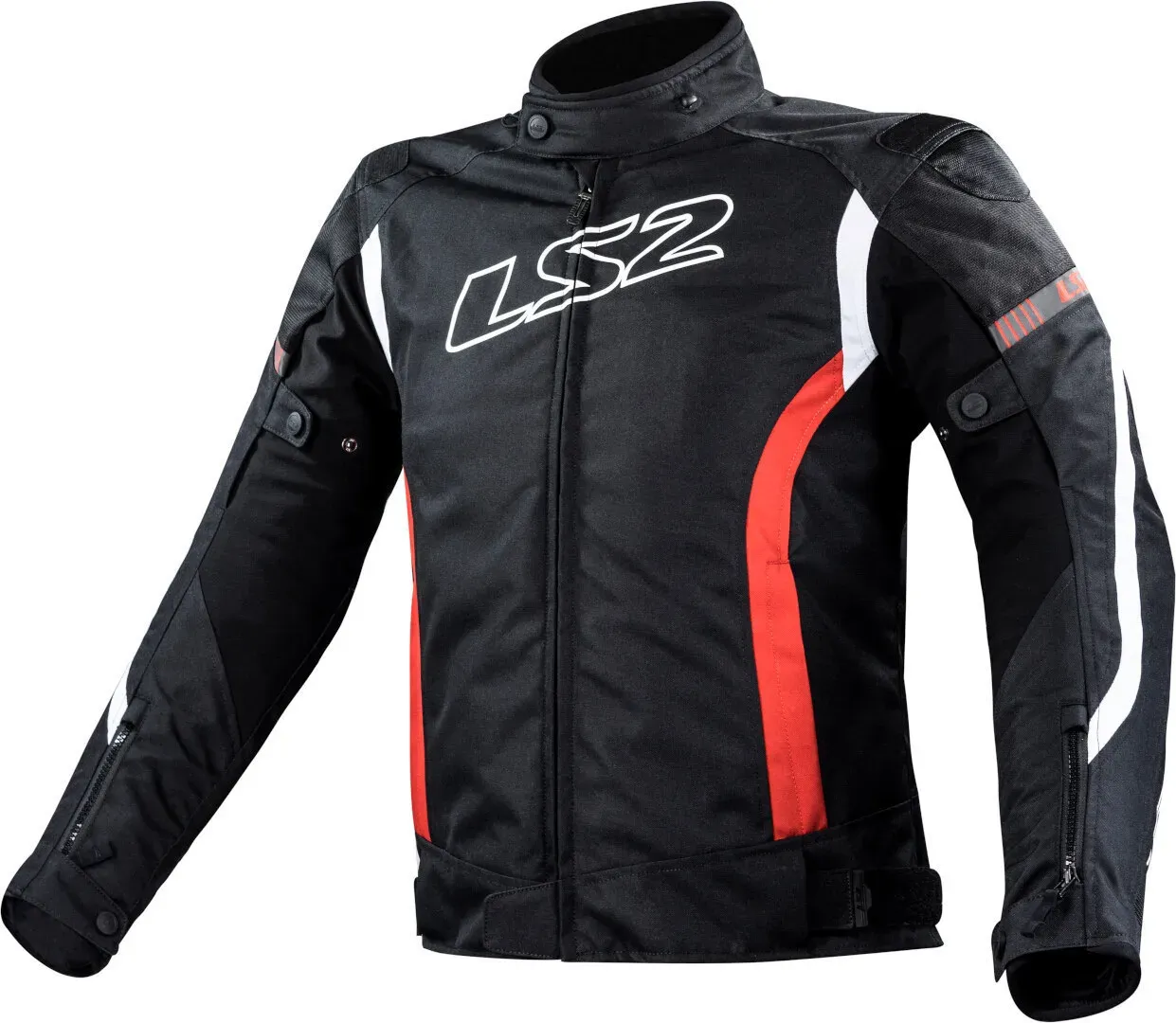 LS2 Gate waterdichte motorfiets textieljas, zwart-wit-rood, XL Voorman