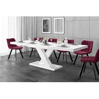 Design Esstisch Tisch HEN-111 Weiß Hochglanz ausziehbar 160 bis 256 cm
