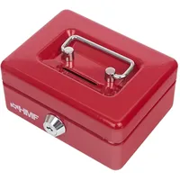HMF 102122-03 Kinder Spardose, Geldkassette abschließbar mit Schlitz, 12,5 x 9,5 x 6 cm Rot
